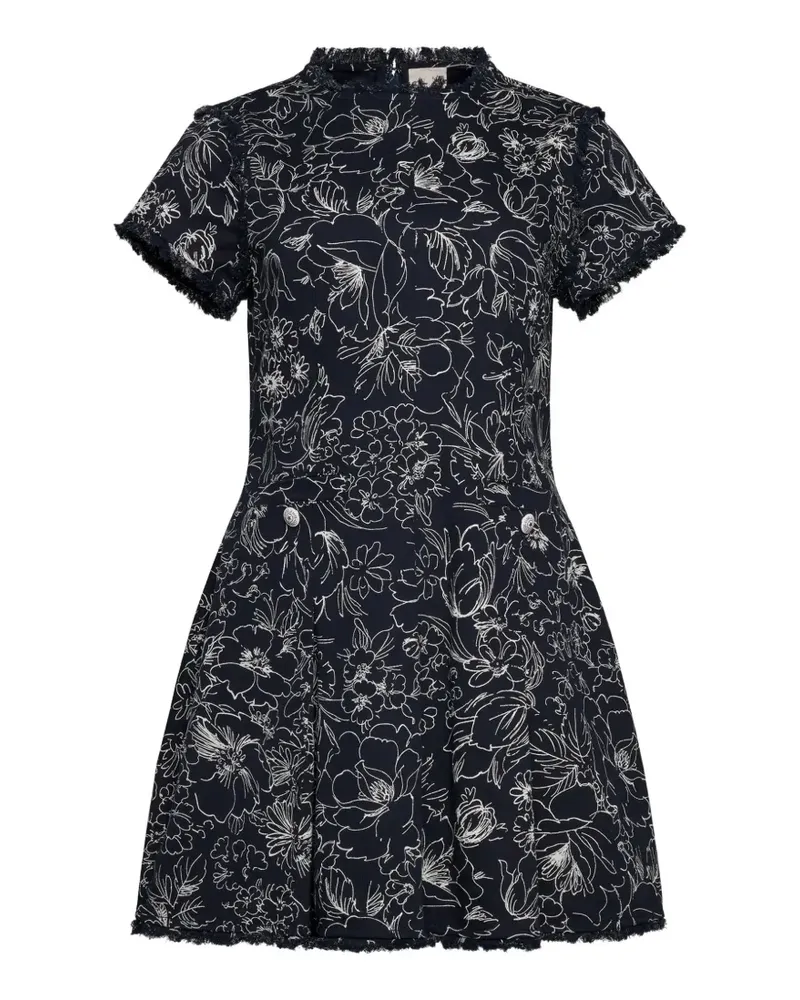 Cinq à Sept Nova floral frayed mini dress - Blau Blau