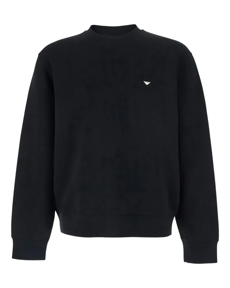 Emporio Armani crew-neck logo-embroidery sweatshirt - Schwarz Schwarz