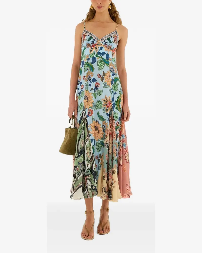 FARM Rio Ärmelloses Delhi Maxikleid mit Blumen - Blau Blau