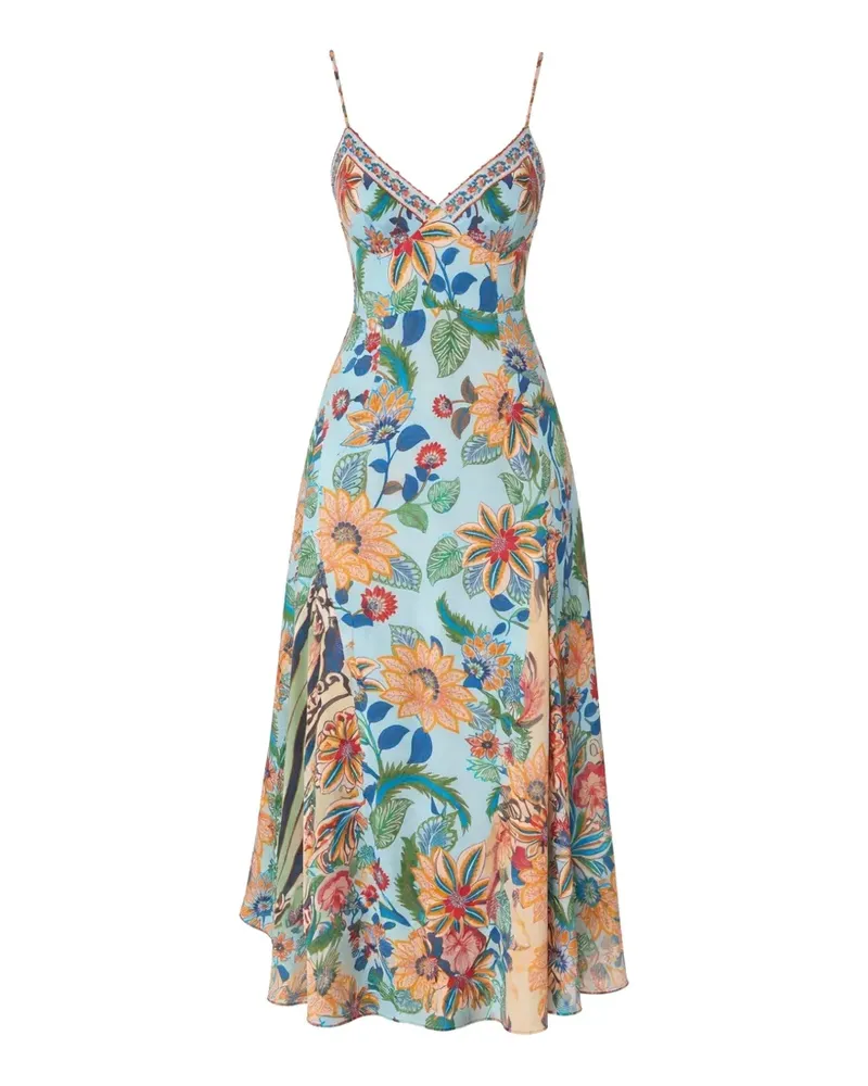 FARM Rio Ärmelloses Delhi Maxikleid mit Blumen - Blau Blau