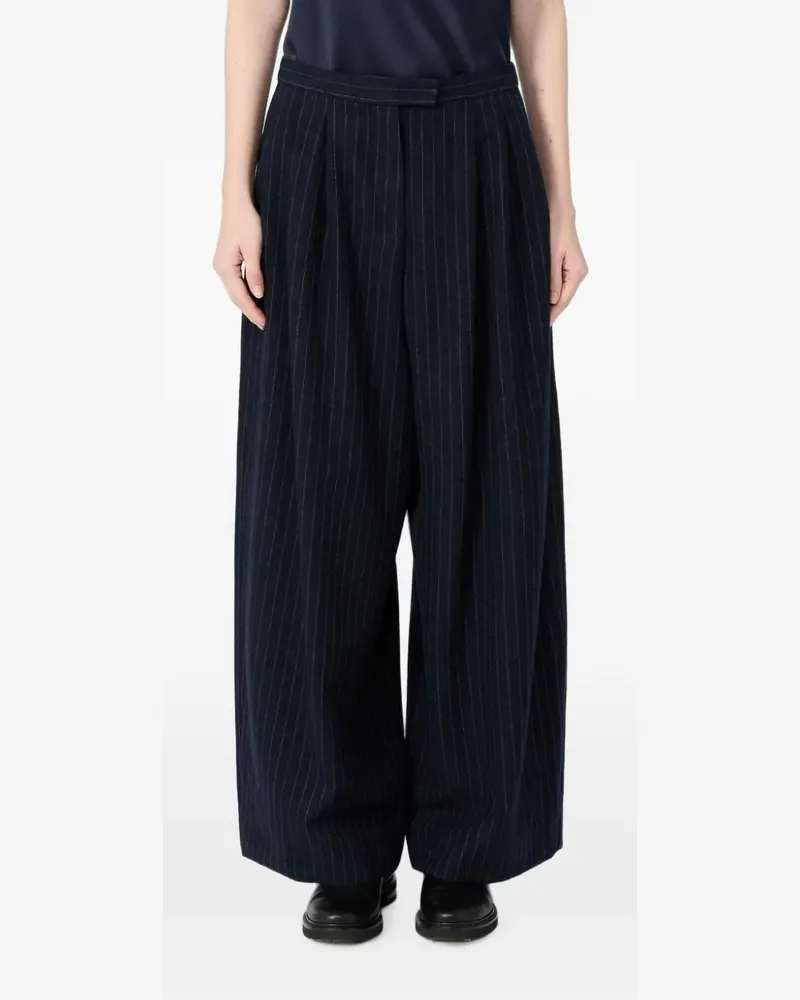 Max Mara Bundfaltenhose mit Nadelstreifen - Blau Blau