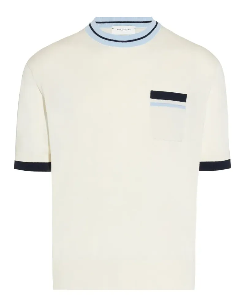 Paolo Pecora Milano contrast-trim chest-pocket T-shirt - Nude Nude