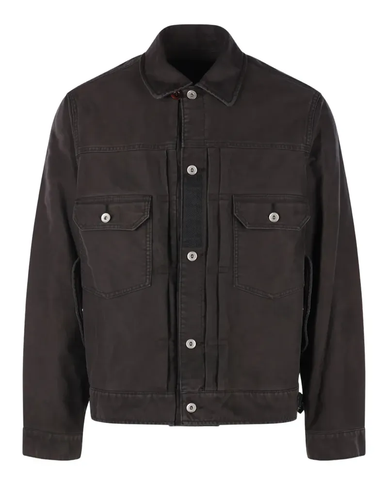 Sacai button-fastening denim jacket - Schwarz Schwarz