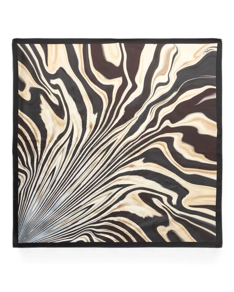 Roberto Cavalli Schal mit Marmor-Print - Schwarz Schwarz