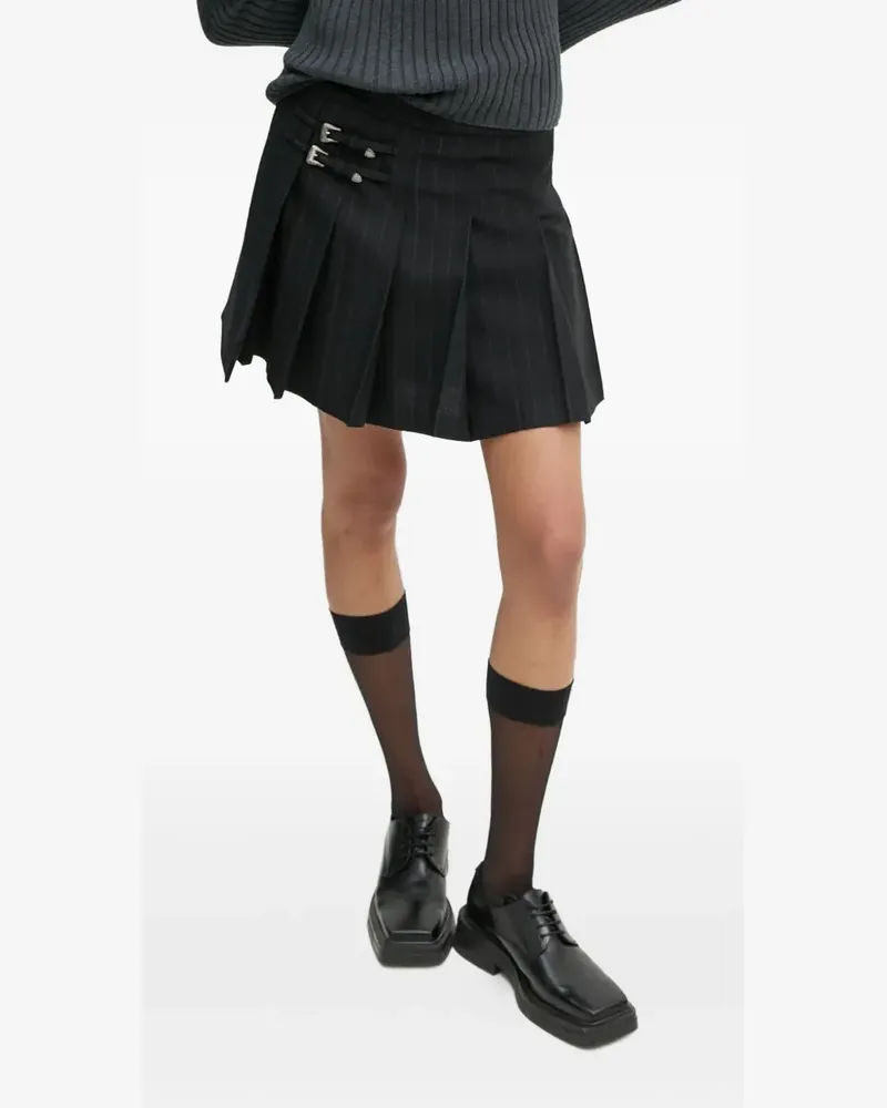 The Kooples buckle-embellished pinstripe mini skirt - Schwarz Schwarz