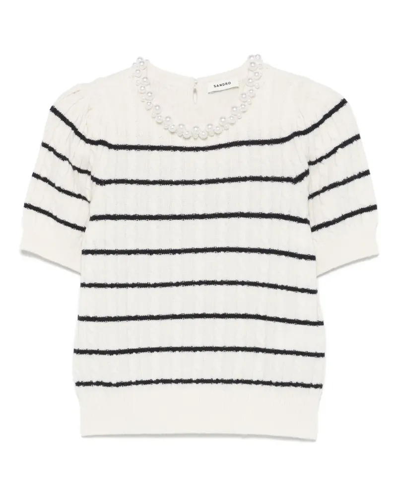 Sandro Gestreiftes T-Shirt - Nude Nude
