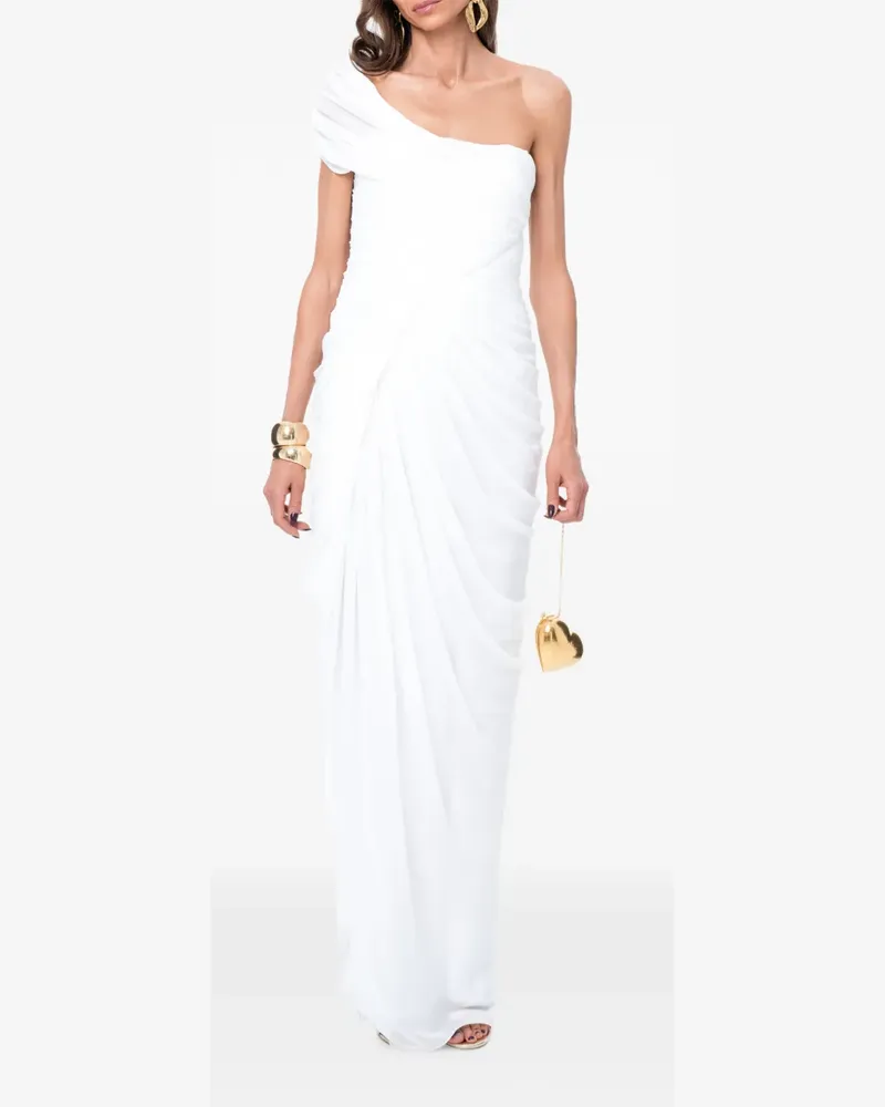 Ana Radu Drapierte One-Shoulder-Abendkleid - Weiß Weiß