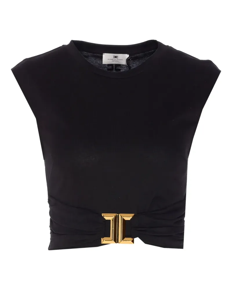 Elisabetta Franchi Trägershirt mit Logo-Schild - Schwarz Schwarz