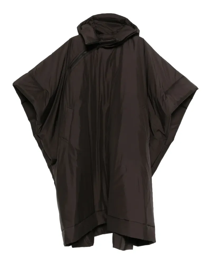 Issey Miyake hooded zip-fastening padded cape - Braun Braun
