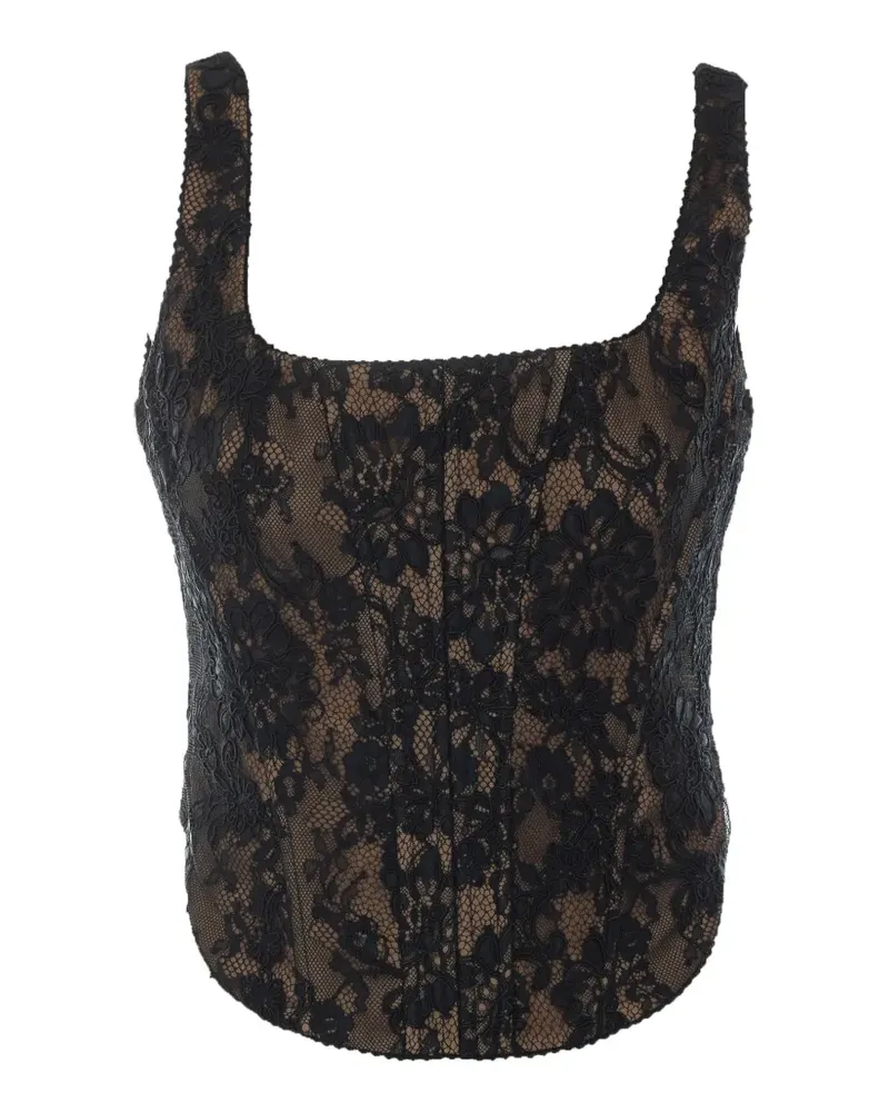Self-Portrait black lace corset top - Schwarz Schwarz