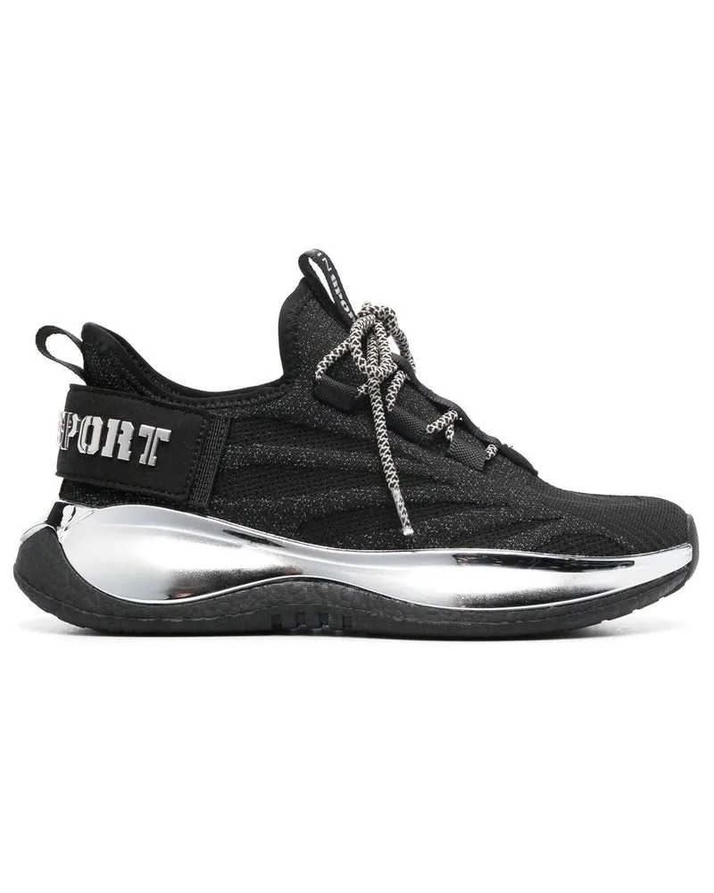Philipp Plein Sneakers mit Metallic-Logo - Schwarz Schwarz