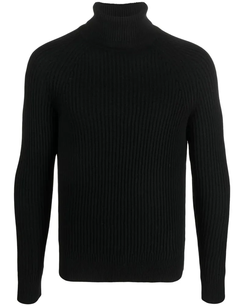 Zanone Gerippter Rollkragenpullover - Schwarz Schwarz