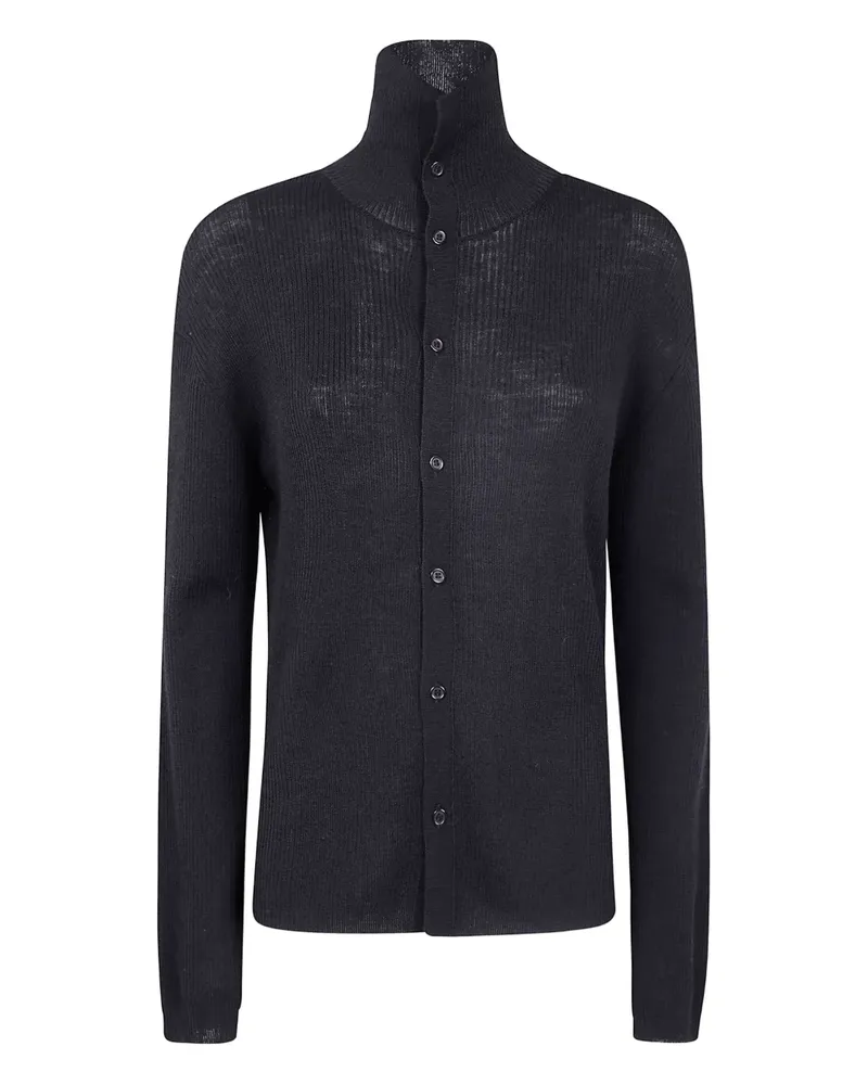 Yohji Yamamoto ribbed high-neck cardigan - Schwarz Schwarz