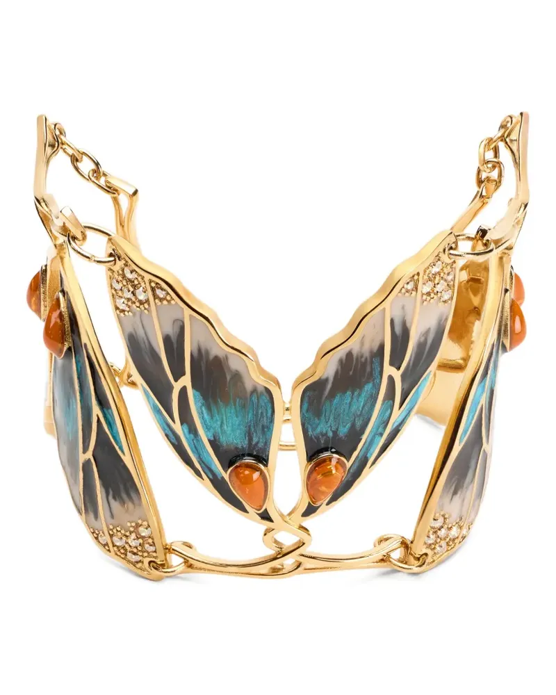 Roberto Cavalli Kristallverziertes Armband mit Schmetterlingsflügel - Gold Gold