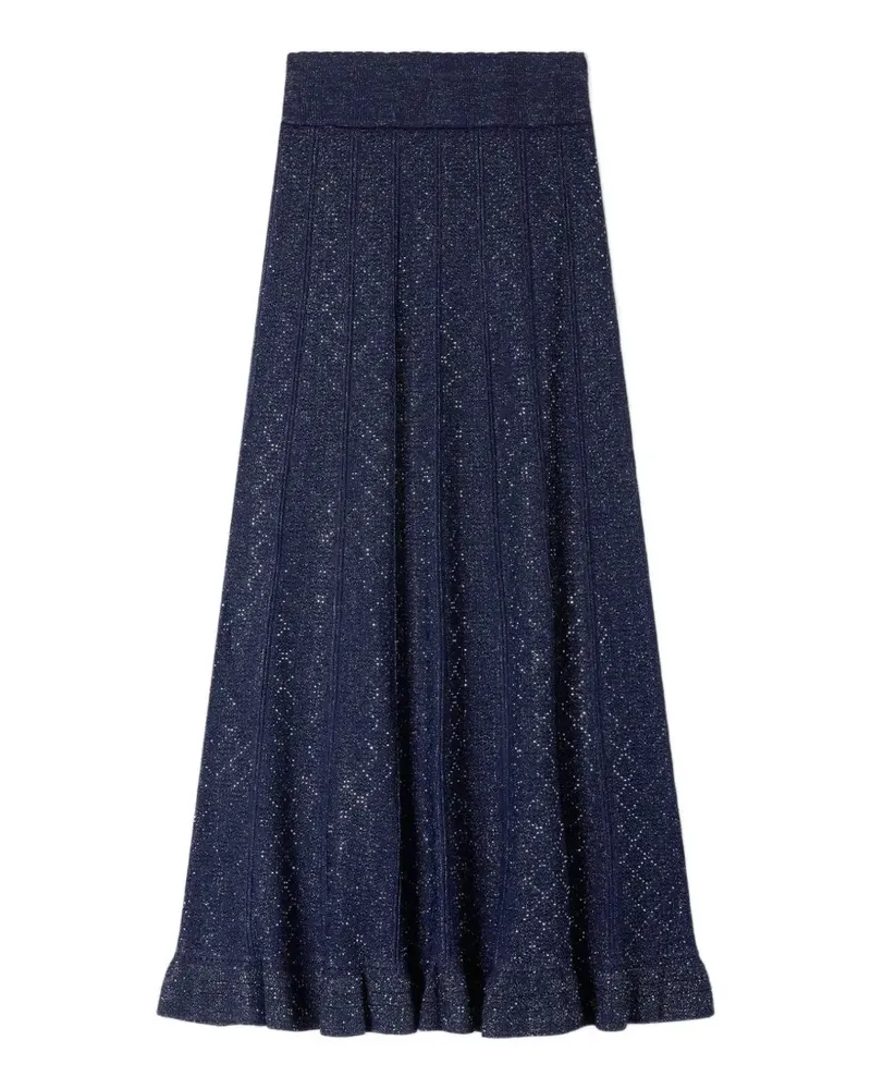 Sandro Strukturierter Strickrock mit abstraktem Print - Blau Blau