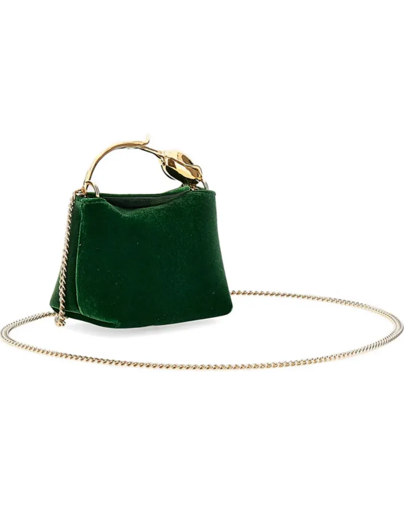 Erdem flower-handle velvet clutch bag - Grün Grün