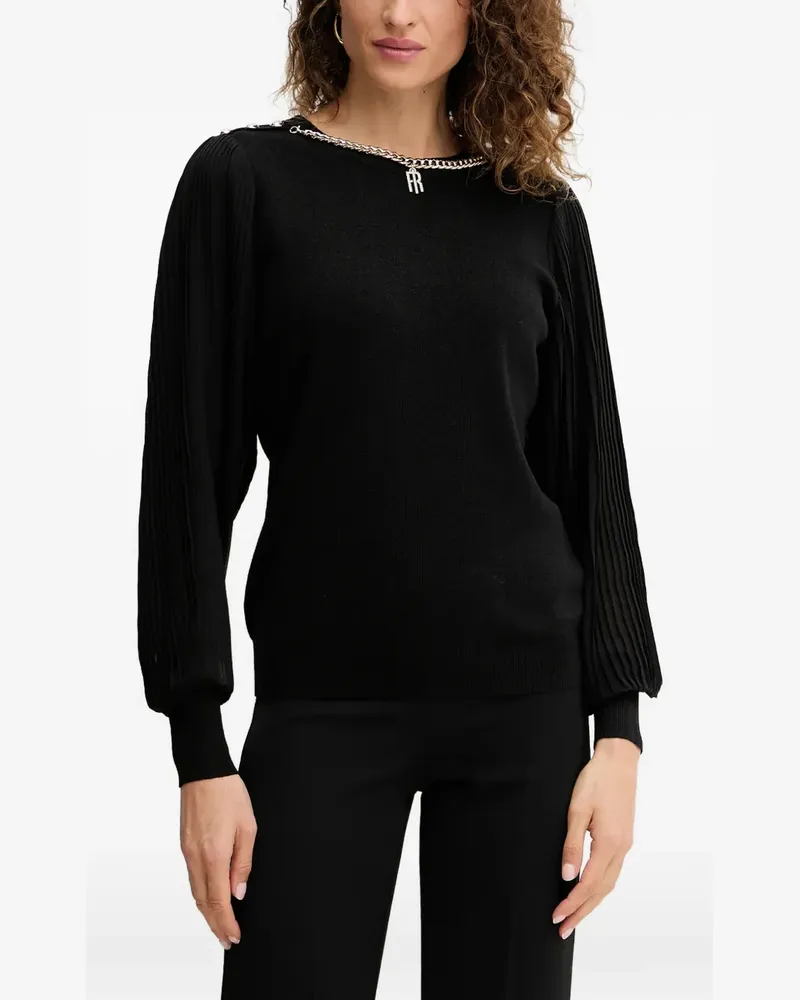 Fracomina pleated sleeves chain knitwear - Schwarz Schwarz