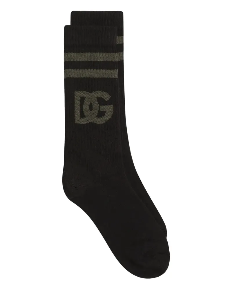 Dolce & Gabbana logo striped socks - Schwarz Schwarz
