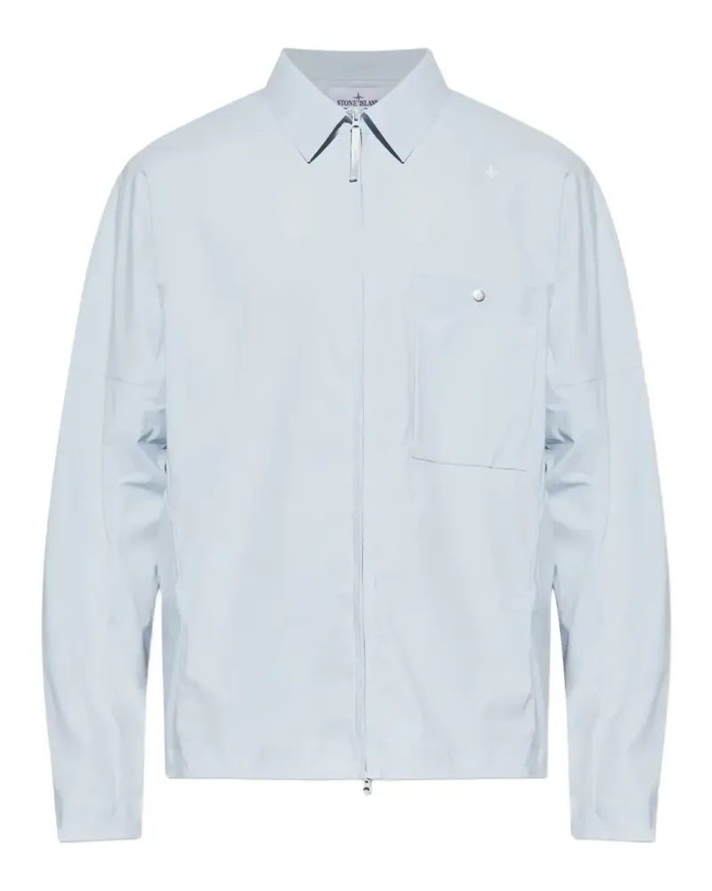 Stone Island zip-up chest-pocket shirt - Blau Blau