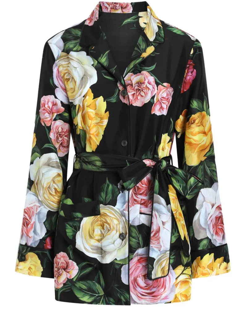 Dolce & Gabbana Hemd mit Blumen-Print - Schwarz Schwarz
