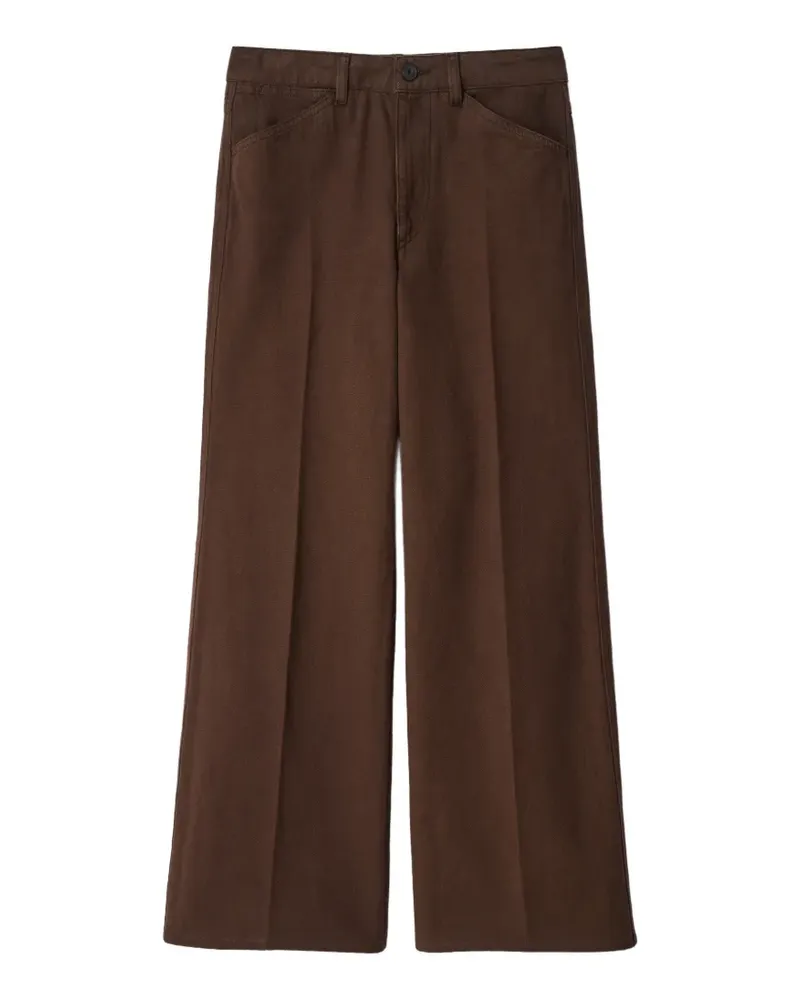 Christophe Lemaire flared five-pocket pants in heavy garment-dyed broken twill - Braun Braun