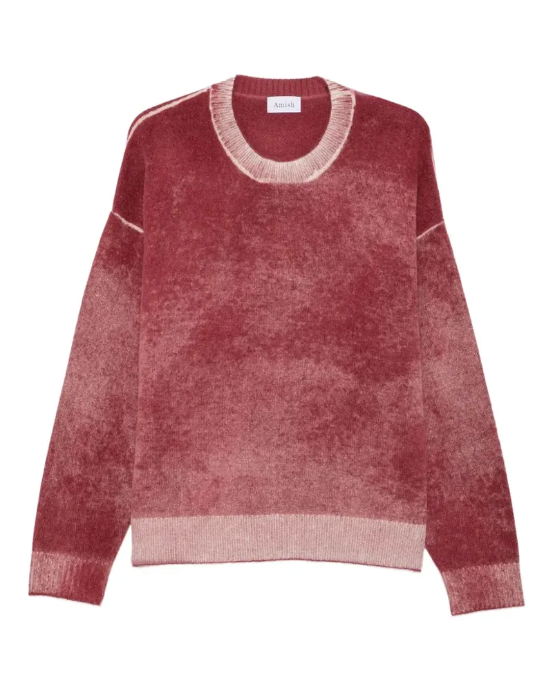 Amish Pullover mit Acid-Wash-Effekt - Rot Rot