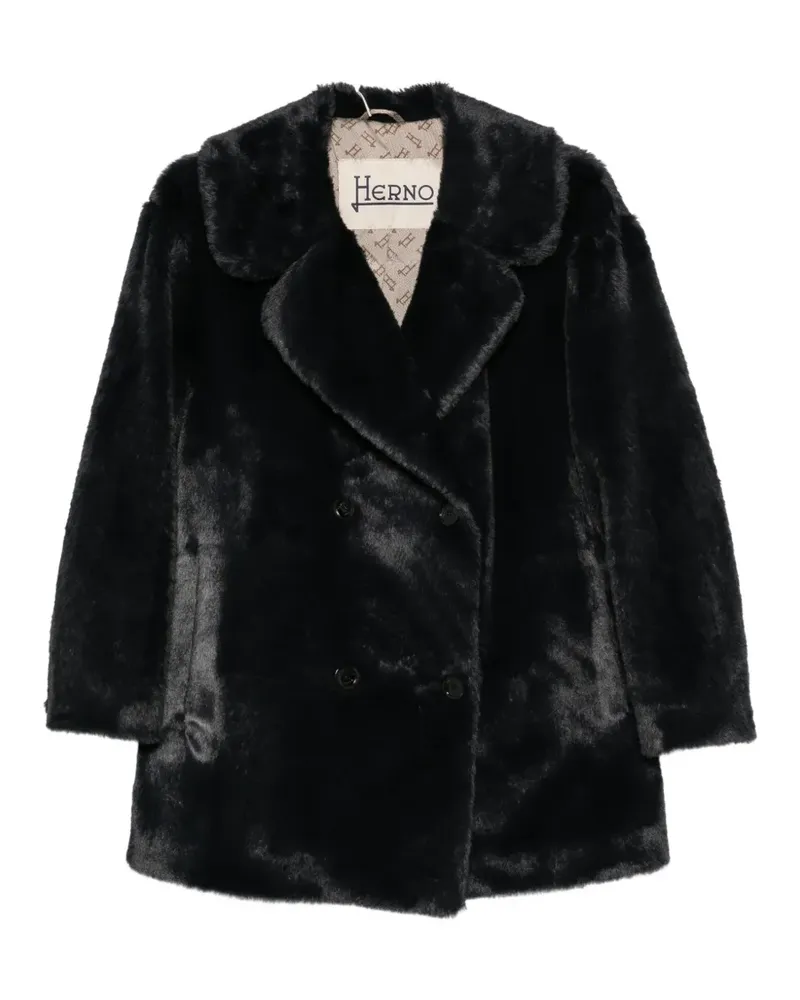 Herno double-breasted faux-fur coat - Schwarz Schwarz