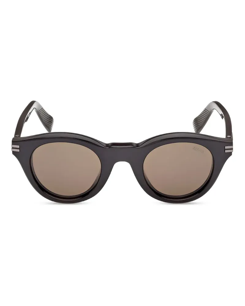 Ermenegildo Zegna Sonnenbrille mit rundem Gestell - Schwarz Schwarz