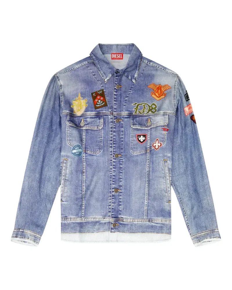 Diesel Satinhemd mit Trompe-l'oeil-Print - Blau Blau