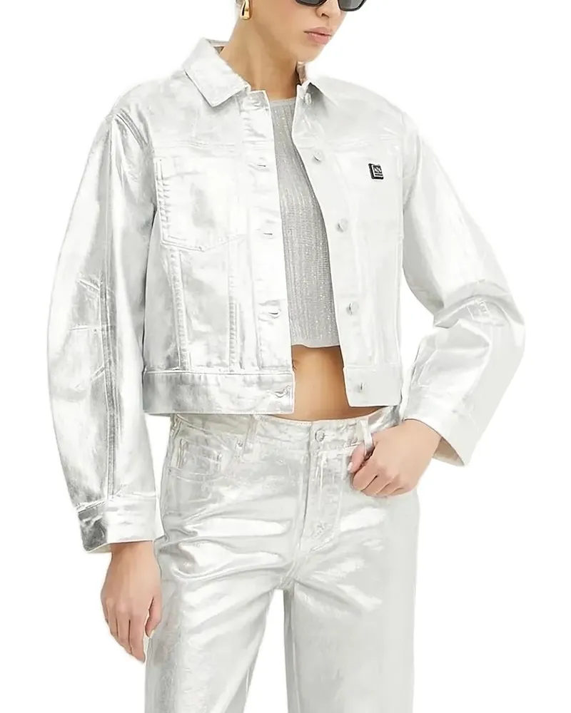 Armani Exchange metallic-finish denim jacket - Silber Silber