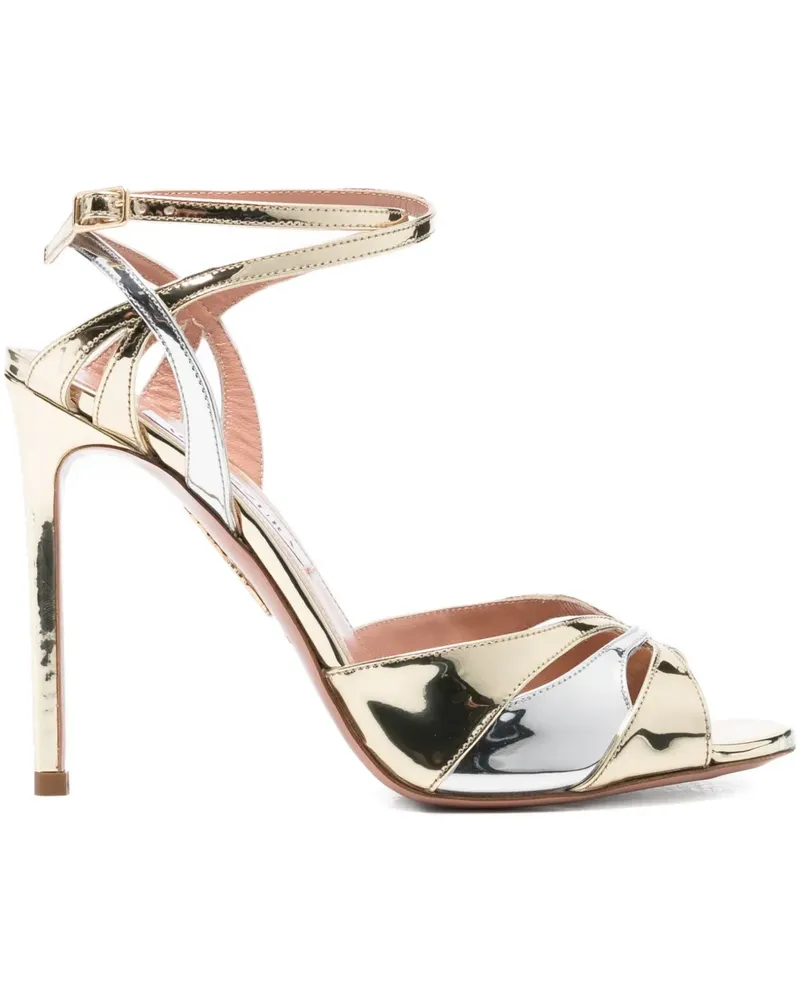 Aquazzura Sandalen im Metallic-Look mit Knöchelriemen 110mm - Gold Gold
