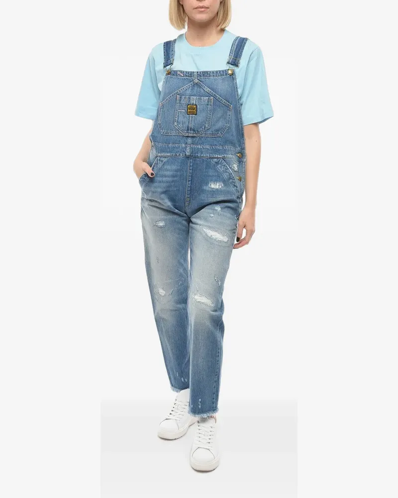 WASHINGTON DEE CEE distressed logo-patch dungarees - Blau Blau