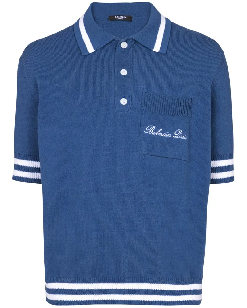 Balmain Poloshirt mit Logo-Stickerei - Blau Blau