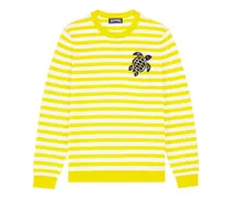 Gestreiftes Sweatshirt mit Logo - Gelb