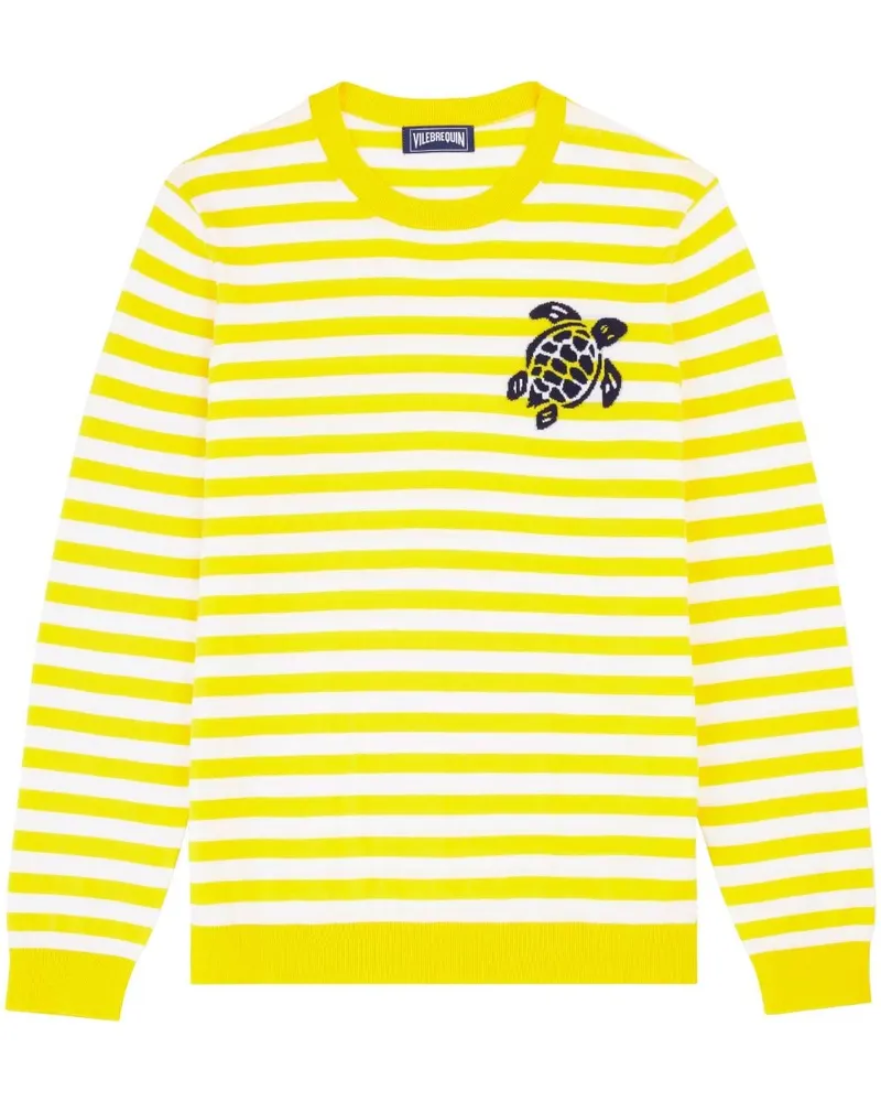 Vilebrequin Gestreiftes Sweatshirt mit Logo - Gelb Gelb
