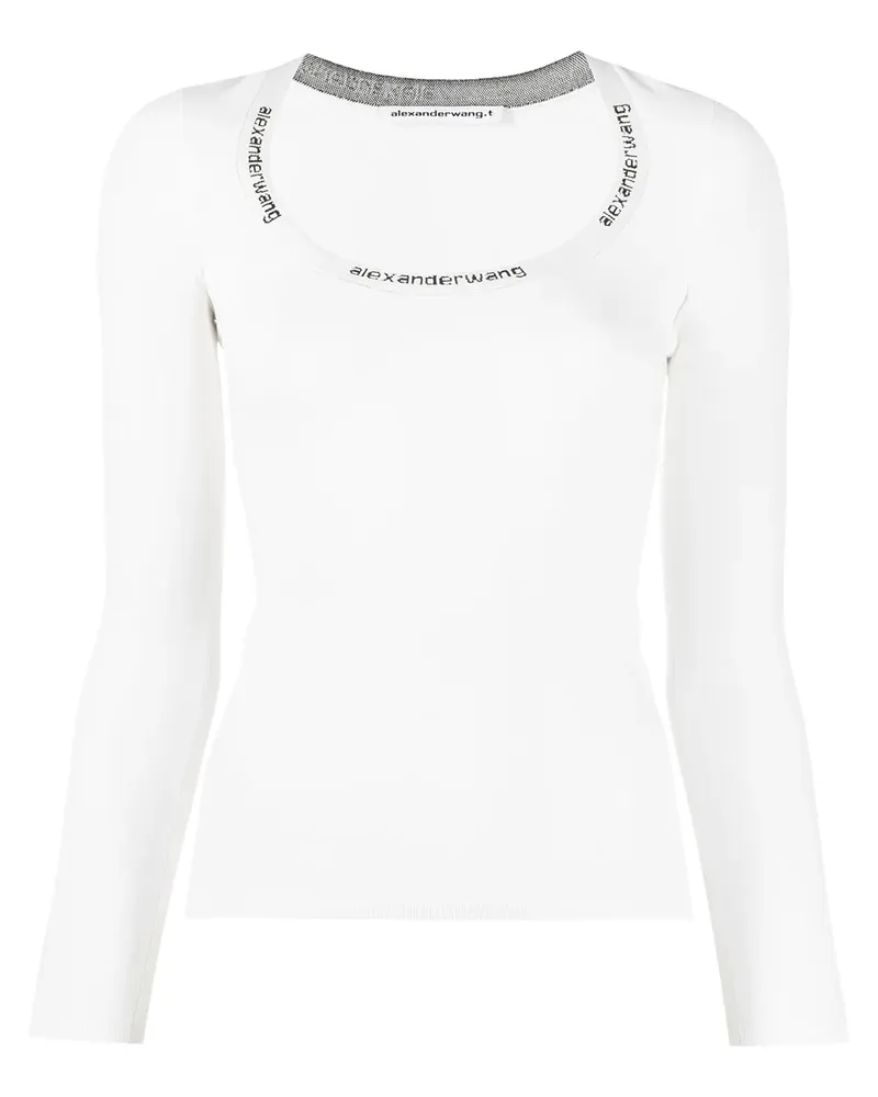 Alexander Wang Langarmshirt mit Logo-Print - Weiß Weiß
