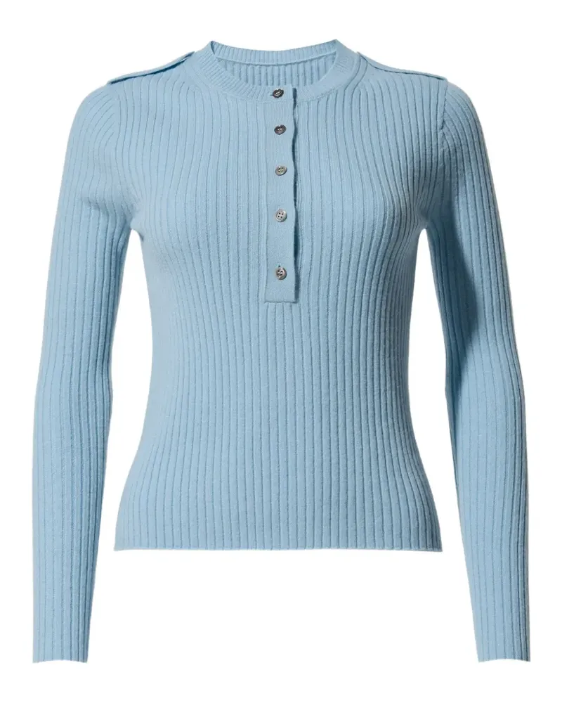 Perfect Moment ribbed Henley wool & cashmere top - Blau Blau