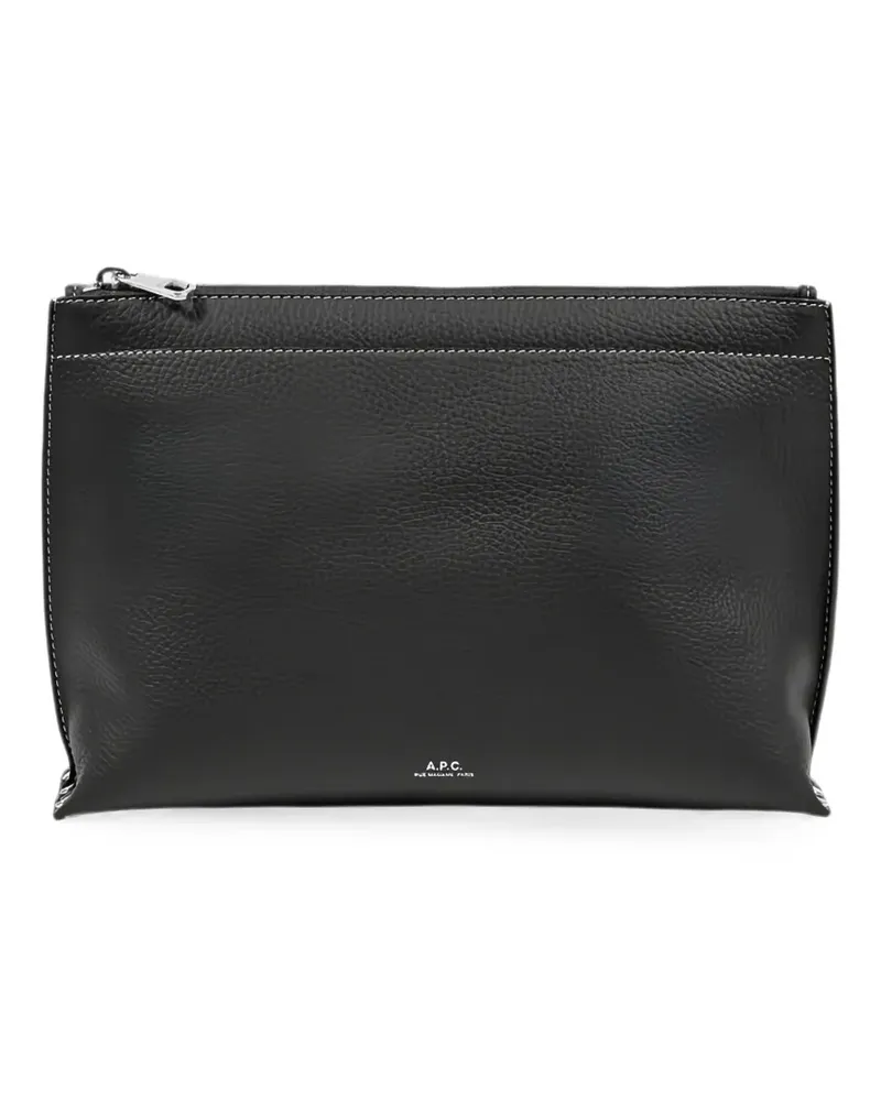 A.P.C. Neige grain-leather small clutch bag - Schwarz Schwarz