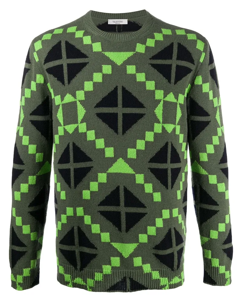 Valentino Garavani Pullover mit geometrischem Print Grün