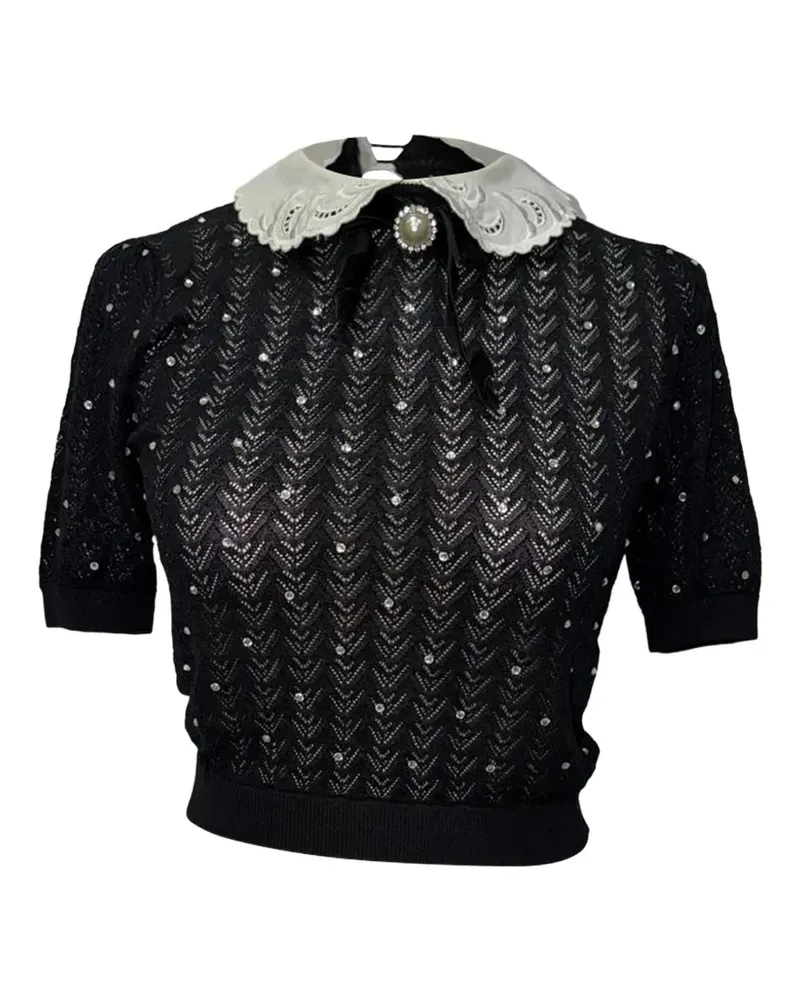 Alessandra Rich 2020s crystal-embellished knitted top - Schwarz Schwarz