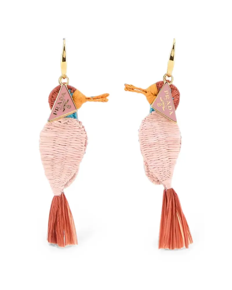 Prada raffia bird-motif earrings - Gold Gold