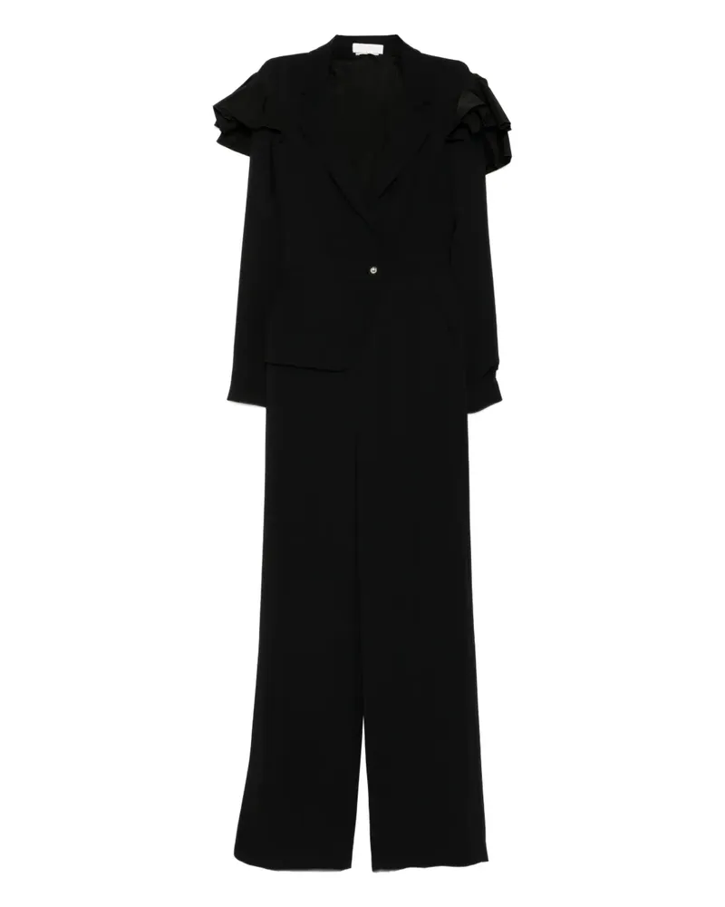 Saiid Kobeisy Gewickelter Jumpsuit mit Volants - Schwarz Schwarz