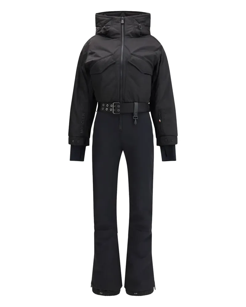 Moncler hooded belted ski suit - Schwarz Schwarz