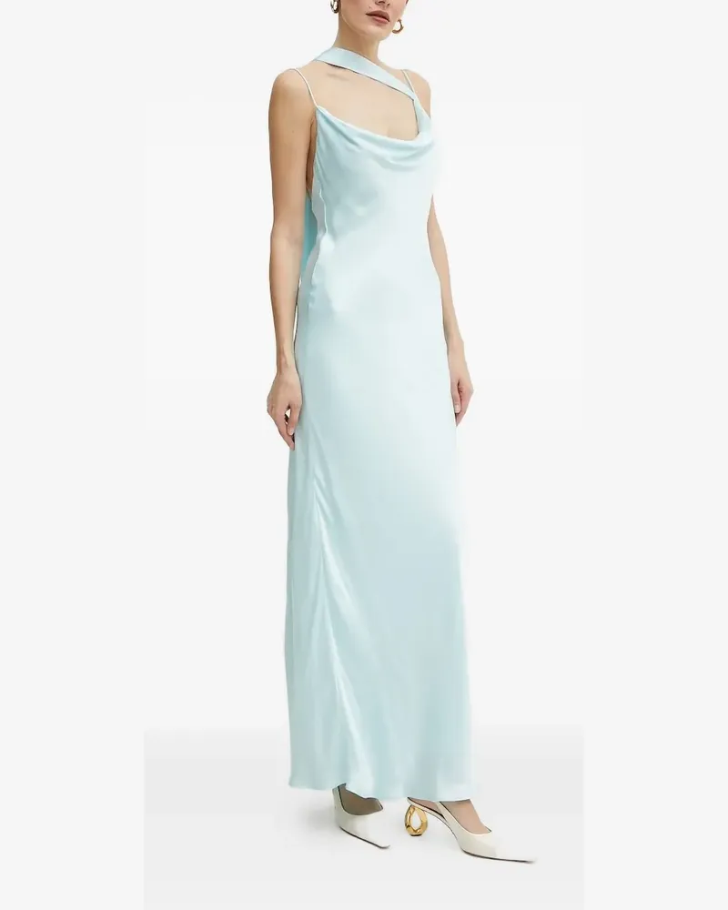 Bardot Kleid mit Schalkragen - Blau Blau
