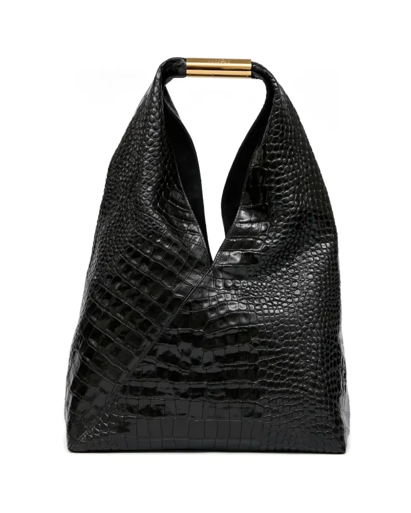 Maison Margiela Schultertasche mit Kroko-Prägung - Schwarz Schwarz