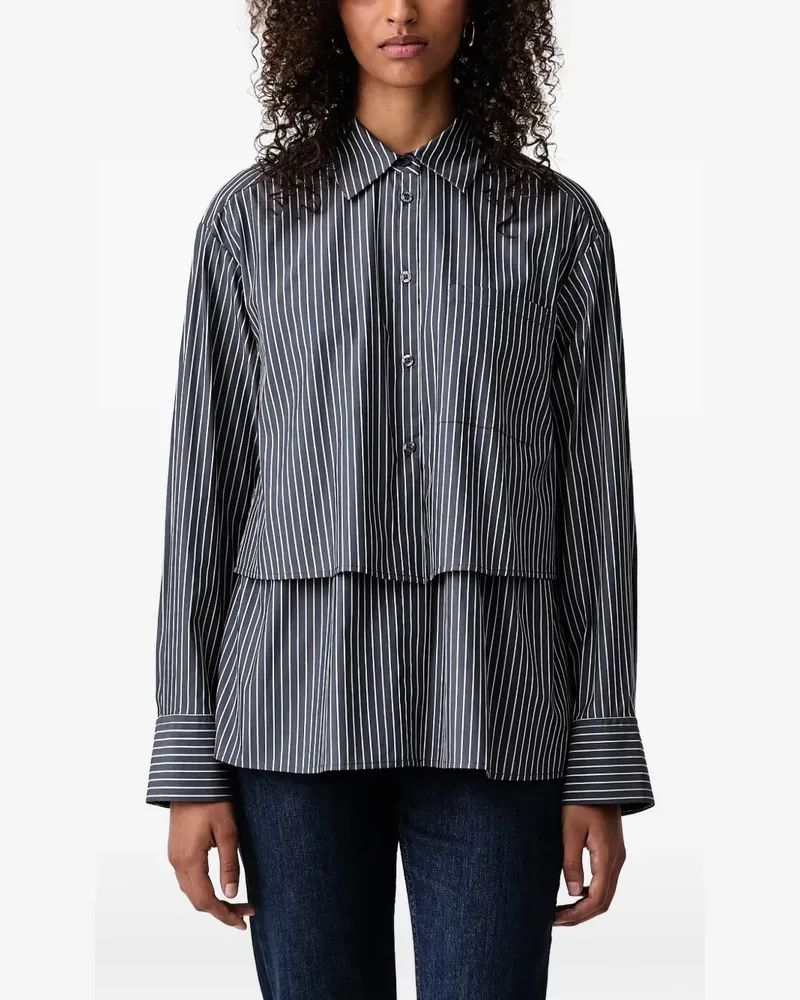Mos Mosh MMBarb vertical-stripe layered-effect shirt - Blau Blau