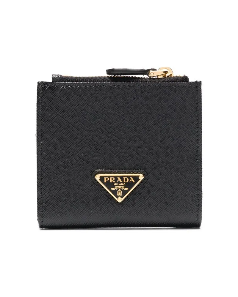 Prada Portemonnaie mit Logo-Schild - Schwarz Schwarz