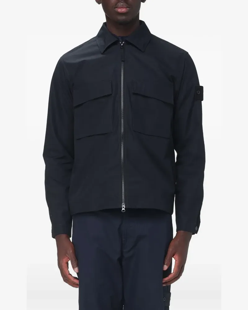 Stone Island 1200018 I. Ghost Hemdjacke aus Allwetter-Canvas - Schwarz Schwarz