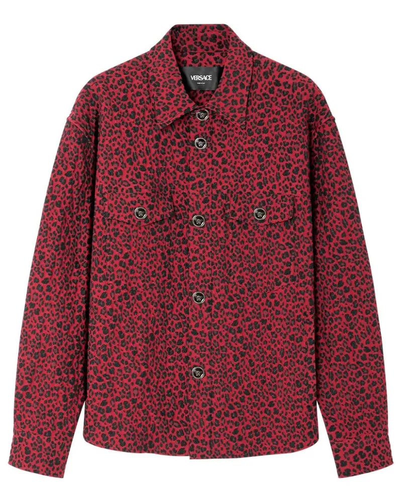 Versace Jacke aus Leoparden-Jacquard Rot