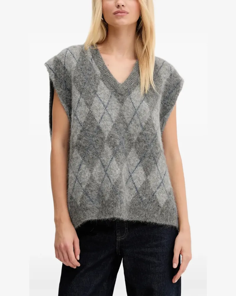 Gestuz Pullunder mit Argyle-Muster - Grau Grau